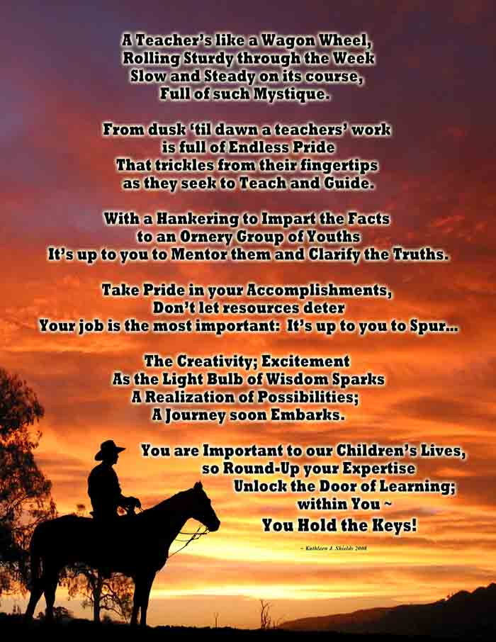 Western Theme Teacher Appreciation Poem