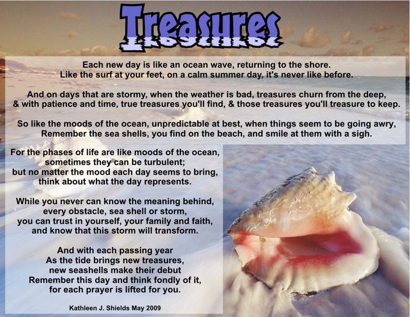 Treasures - The loss of a loved one, beach and sea shell theme